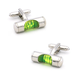 Men's Copper Spirit Level Cuff Links Green