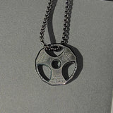 Men's Barbell Dumbbell Pendant Necklace Stainless Steel Fitness Jewelry