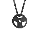 Men's Barbell Dumbbell Pendant Necklace Stainless Steel Fitness Jewelry