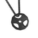 Men's Barbell Dumbbell Pendant Necklace Stainless Steel Fitness Jewelry