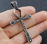 Men's Stainless Steel Biker Ankh Pendant Charm