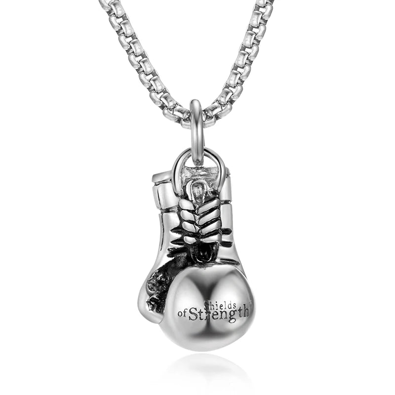 Men's Stainless Steel Boxing Glove Necklace Chain Boxing Glove Pendant Necklaces