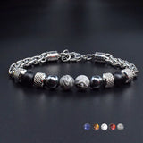Men's Steel Bracelet Stone String Charm Jewelry Gift