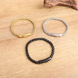 Men's Stainless Steel Golden Silver Chain Bracelet