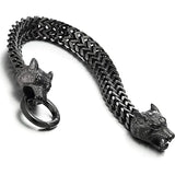 Men's Stainless Steel Wolf Head Franco Link Chains Bracelet