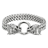 Men's Stainless Steel Wolf Head Franco Link Chains Bracelet