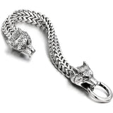 Men's Stainless Steel Wolf Head Franco Link Chains Bracelet