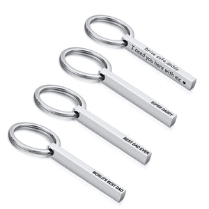 Men's Stainless Steel Square Keychains, Fashion Jewelry Gift for Christmas