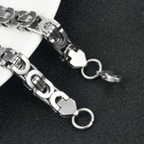 Men's Stainless Steel Geometric Byzantine Chain Bracelet Width 8.5mm