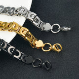 Men's Stainless Steel Geometric Byzantine Chain Bracelet Width 8.5mm