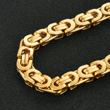 Men's Stainless Steel Geometric Byzantine Chain Bracelet Width 8.5mm
