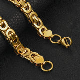 Men's Stainless Steel Geometric Byzantine Chain Bracelet Width 8.5mm