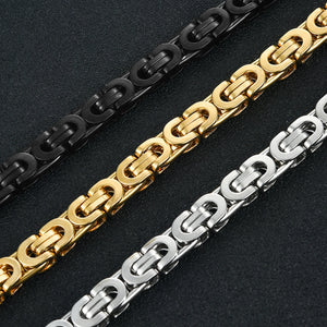 Men's Stainless Steel Geometric Byzantine Chain Bracelet Width 8.5mm