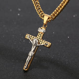 Men's Stainless Steel Cross Pendant Necklace with 24 Inch Chain
