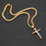 Men's Stainless Steel Cross Pendant Necklace with 24 Inch Chain