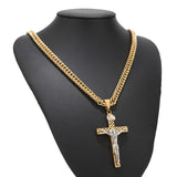 Men's Stainless Steel Cross Pendant Necklace with 24 Inch Chain