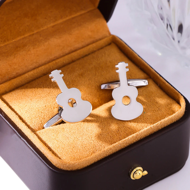 Stainless Steel Guitar Cufflinks for Men