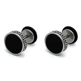 Men's Stainless Steel Horizontal Bar Earrings Titanium Stud Punk Earrings
