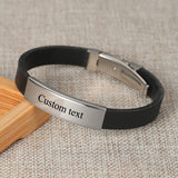 Men's Personalized Stainless Steel Leather Bracelet