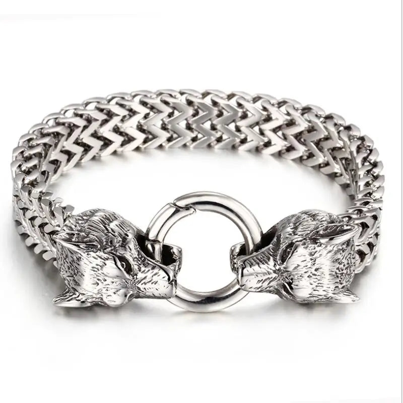 Men's Stainless Steel Mesh Chain Bracelet Rock and Roll Motorcycle