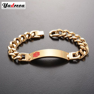 Men's Custom Medical Alert ID Bracelet - Stainless Steel