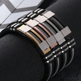Men's Stainless Steel Silicone Bracelet with Charm
