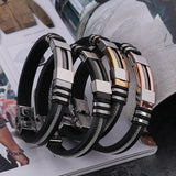 Men's Stainless Steel Silicone Bracelet with Charm