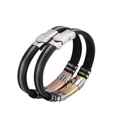 Men's Stainless Steel Silicone Bracelet with Charm