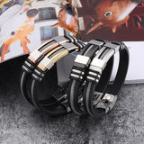 Men's Stainless Steel Silicone Bracelet with Charm