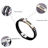 Men's Stainless Steel Silicone Bracelet with Charm