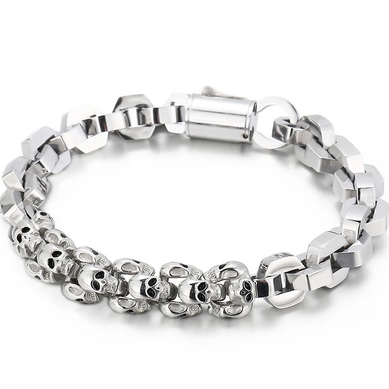 Men's Stainless Steel Skull Bracelet 10MM Chain Gothic Jewelry