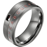 Men's Stainless Steel Spinner Rings Lucky Number Alphabet Letters