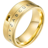 Men's Stainless Steel Spinner Rings Lucky Number Alphabet Letters