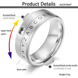 Men's Stainless Steel Spinner Rings Lucky Number Alphabet Letters