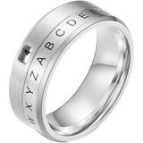 Men's Stainless Steel Spinner Rings Lucky Number Alphabet Letters