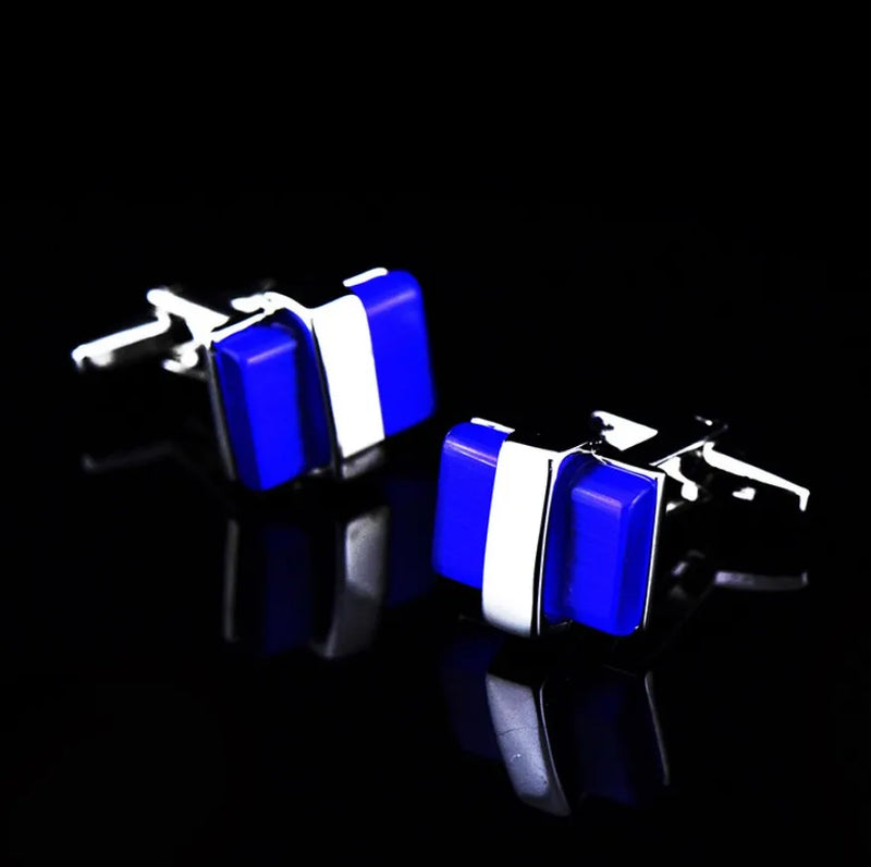 Men's Brass Stone Cufflinks Natural Square Stone Cuff Links