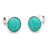 Men's Stone Cufflinks Brass Round Natrual Stone Cuff Links