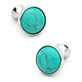 Men's Stone Cufflinks Brass Round Natrual Stone Cuff Links