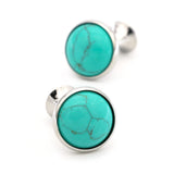 Men's Stone Cufflinks Brass Round Natrual Stone Cuff Links