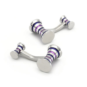 Men's Stripes Cuff Links Copper Purple Double Sides