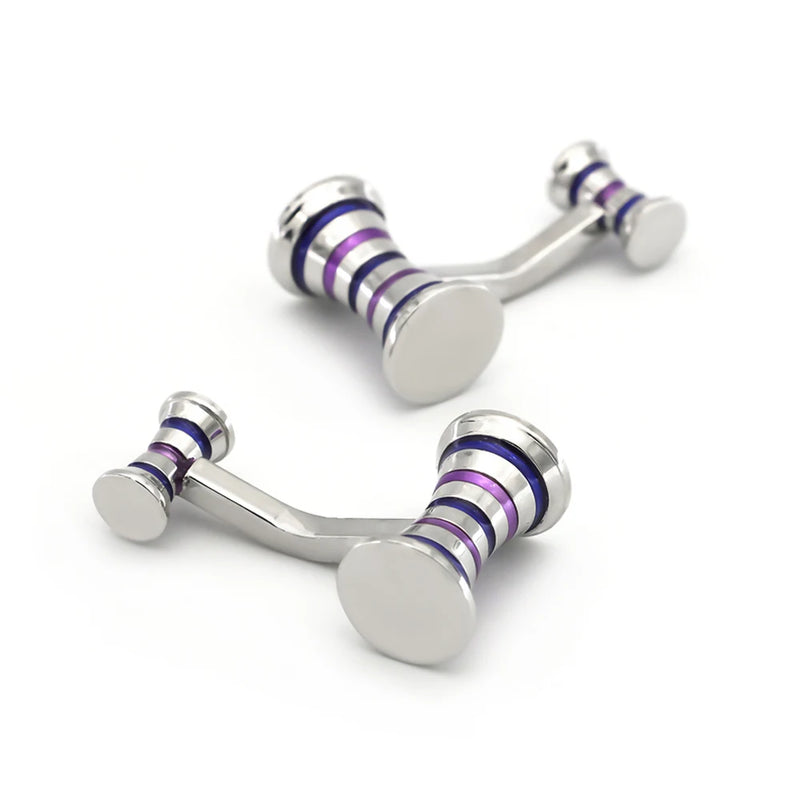 Men's Stripes Cuff Links Copper Purple Double Sides