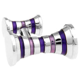 Men's Stripes Cuff Links Copper Purple Double Sides