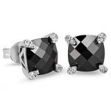 Men's Silver Gemstone Zircon Stud Earrings 925 Sterling 8mm