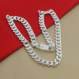 Men's 10MM 925 Silver Cuban Link Chain Necklaces