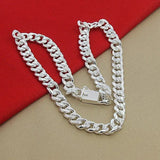 Men's 10MM 925 Silver Cuban Link Chain Necklaces