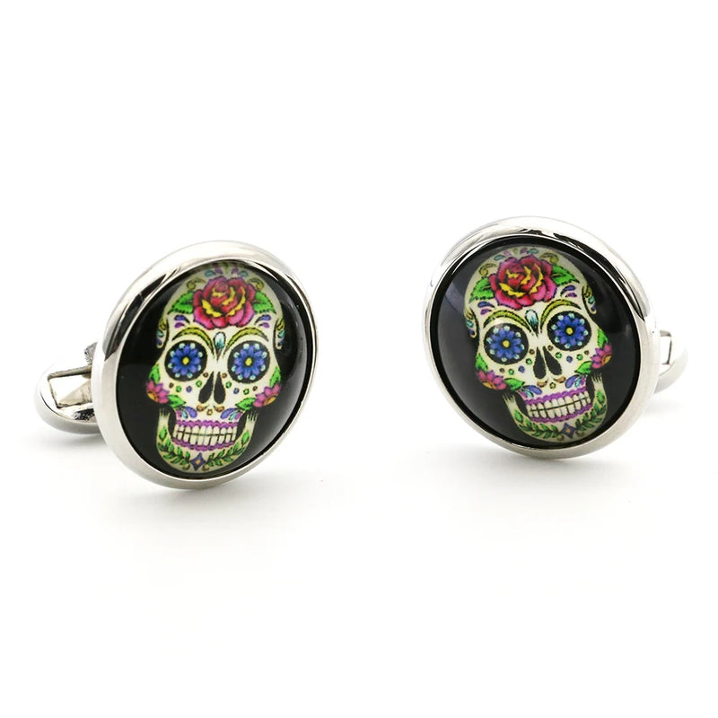 Men's Copper Sugar Skull Cuff Links