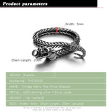 Men's Thai Silver 925 Silver Dragon Bracelet 5mm Charm 20cm Chain