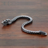 Men's Thai Silver 925 Silver Dragon Bracelet 5mm Charm 20cm Chain