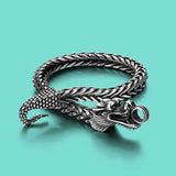 Men's Thai Silver 925 Silver Dragon Bracelet 5mm Charm 20cm Chain