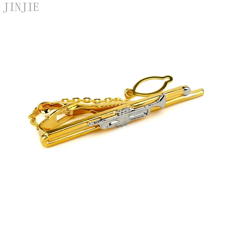 Men's Tool Box Metal Tie Clip Trumpet Design